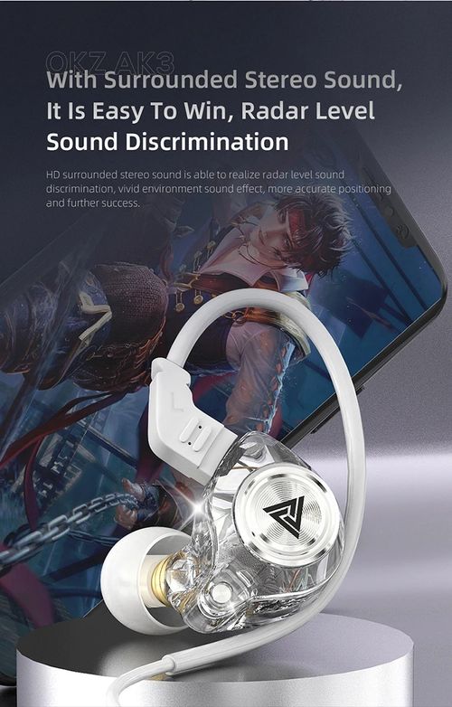 QKZ AK3 Hi-Fi Monitor-Style In-Ear Headphones – Bass-Enhanced Sports Earphones & Gaming Earbuds with Microphone