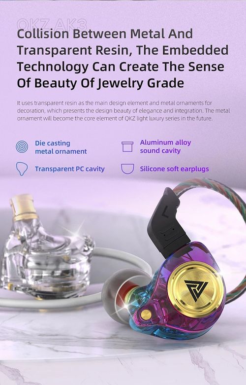 QKZ AK3 Hi-Fi Monitor-Style In-Ear Headphones – Bass-Enhanced Sports Earphones & Gaming Earbuds with Microphone