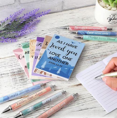 Motivational Pens & Bible Verse Notebooks