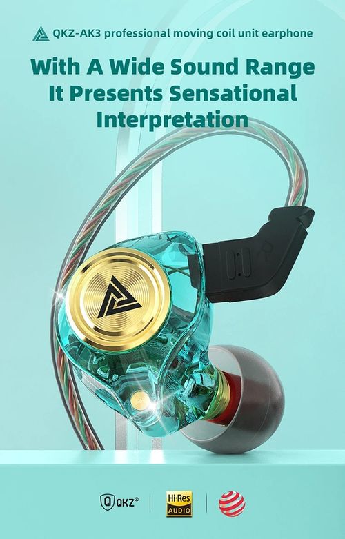 QKZ AK3 Hi-Fi Monitor-Style In-Ear Headphones – Bass-Enhanced Sports Earphones & Gaming Earbuds with Microphone