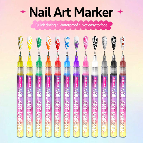12 Color Nail Doodle Pen for DIY Nail Art Quick Drying Acrylic Painting and 3D Dot Embroidery MMA Acrylic Nail Marker On Nails Quick Drying Dot Stitching Nail Art Pen Home Salon DIY Use Nail Care Manicure Polish Cosmetic Smooth days