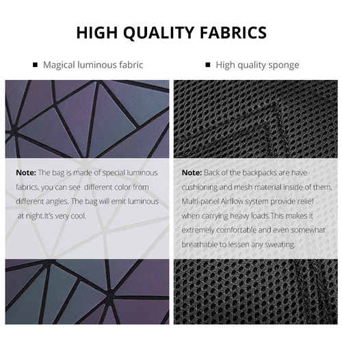 Fashion Hot Women Bags Iridescent Travel Backpacks School Bag Luminous Geometric Backpack