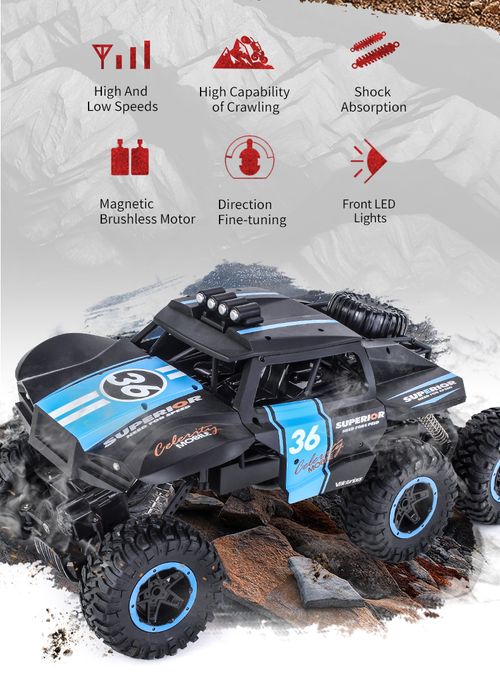 All-Terrain Alloy RC Rock Crawler with Lights and Mist Spray – Kids' Stunt & Climbing Toy