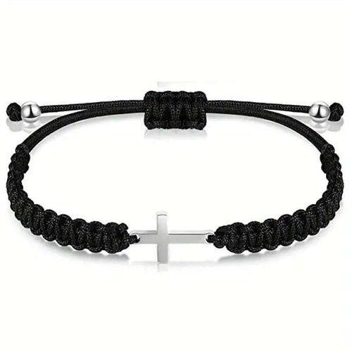 Stainless Steel Cross Woven Rope Bracelet