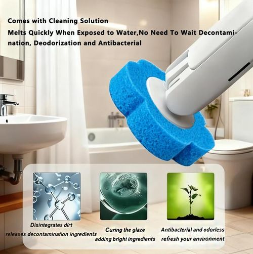 Disposable Toilet Brush, Toilet Bowl Wand Holder Set with 24PCS Cleaner Refills,Bathroom Cleaning System for Sink Bathtub Drain Wash Basin Urinal