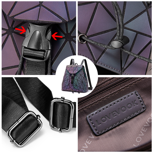 Fashion Hot Women Bags Iridescent Travel Backpacks School Bag Luminous Geometric Backpack