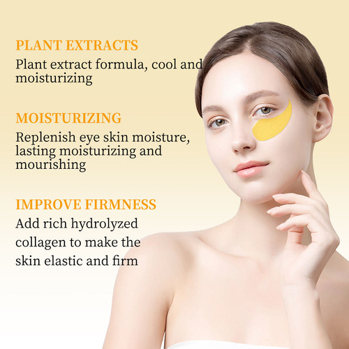 24K Gold Vegan Sheet Eye Mask with Hydrolyzed Collagen & Plant Extract Formula Targets Fine Lines & Dark Circles