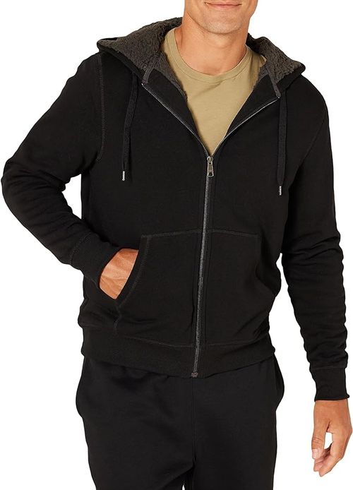 Men's Sherpa-Lined Full-Zip Hooded Fleece Sweatshirt