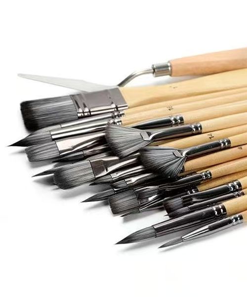 Professional Art Painting Set Made of Natural Logs, 24-Piece