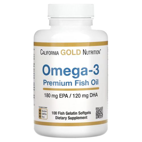 California Gold Nutrition, Omega-3 Premium Fish Oil, 60 Fish gelatin soft Capsules (1100 mg per capsule)