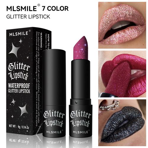Non-sticky matte lipstick, diamond lipstick, Halloween dark vampire makeup（Free lip brush when ordering）