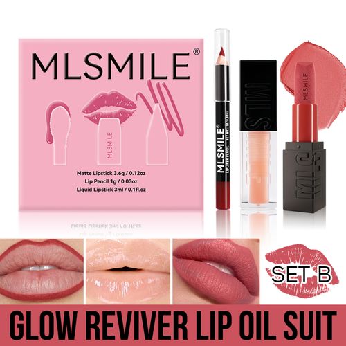 Makeup set matte lipstick + lip glaze + lip liner + pencil sharpener new matching gift box