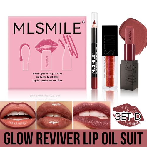 Makeup set matte lipstick + lip glaze + lip liner + pencil sharpener new matching gift box