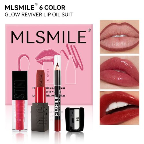 Makeup set matte lipstick + lip glaze + lip liner + pencil sharpener new matching gift box
