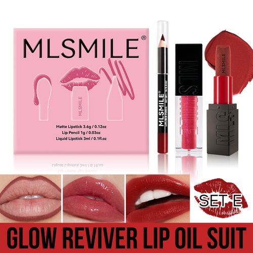 Makeup set matte lipstick + lip glaze + lip liner + pencil sharpener new matching gift box