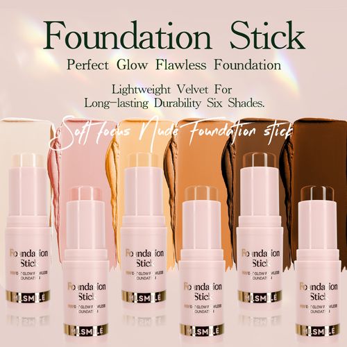 6-color foundation stick waterproof, sweat-proof, brightening, contouring, concealer stick, light matte liquid foundation