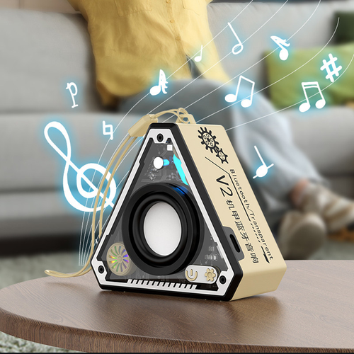 V2 Transparent Mecha Style Portable Bluetooth Speaker 5.3 Wireless Subwoofer TWS RGB Light Box Mini Karaoke Machine Party Gift