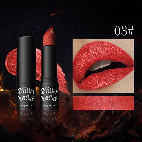 Non-sticky matte lipstick, diamond lipstick, Halloween dark vampire makeup（Free lip brush when ordering）