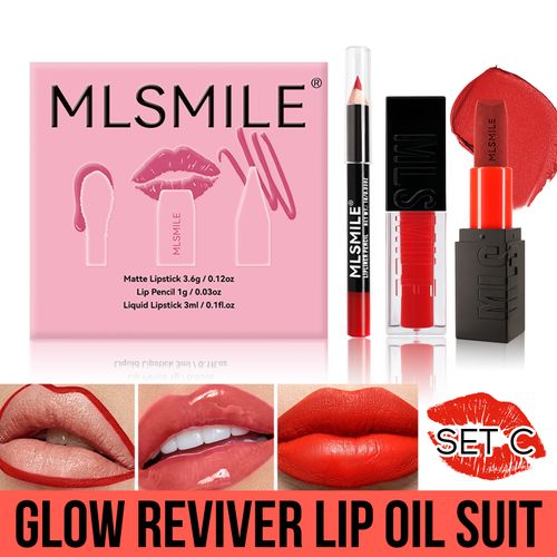 Makeup set matte lipstick + lip glaze + lip liner + pencil sharpener new matching gift box
