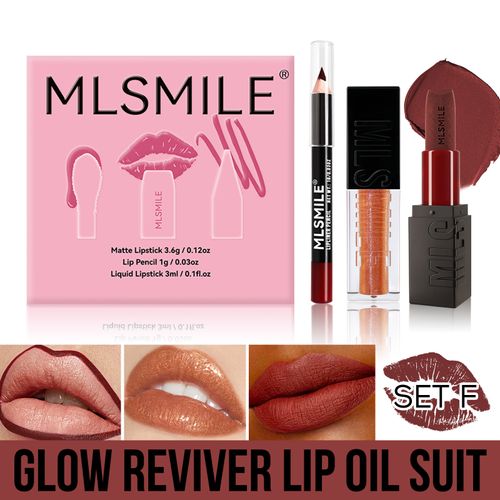 Makeup set matte lipstick + lip glaze + lip liner + pencil sharpener new matching gift box