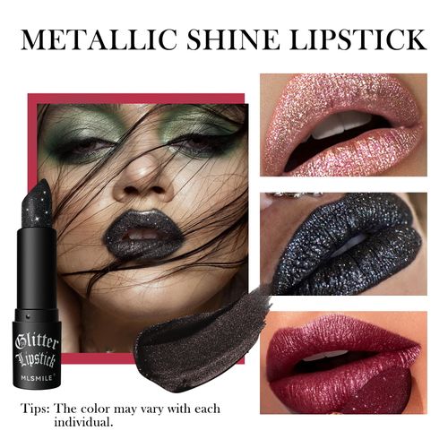 Non-sticky matte lipstick, diamond lipstick, Halloween dark vampire makeup（Free lip brush when ordering）