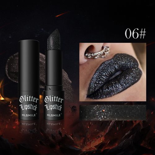Non-sticky matte lipstick, diamond lipstick, Halloween dark vampire makeup（Free lip brush when ordering）