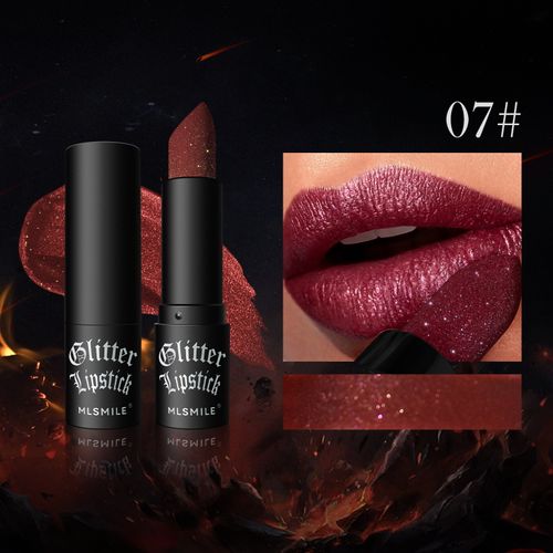 Non-sticky matte lipstick, diamond lipstick, Halloween dark vampire makeup（Free lip brush when ordering）