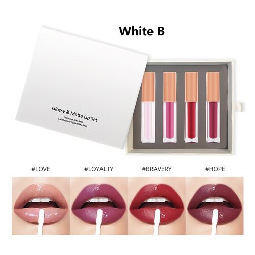 4-color glossy and matte non-stick lip glaze makeup set