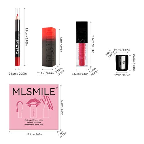 Makeup set matte lipstick + lip glaze + lip liner + pencil sharpener new matching gift box