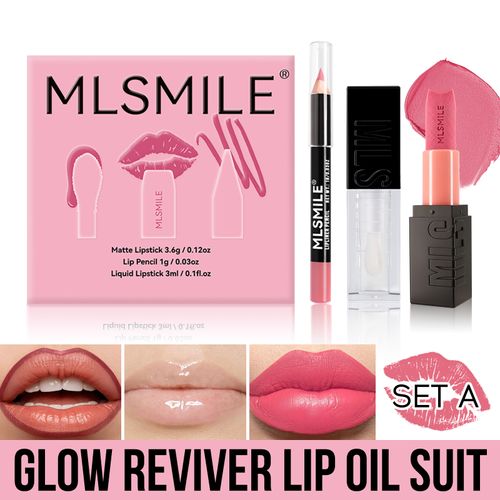 Makeup set matte lipstick + lip glaze + lip liner + pencil sharpener new matching gift box
