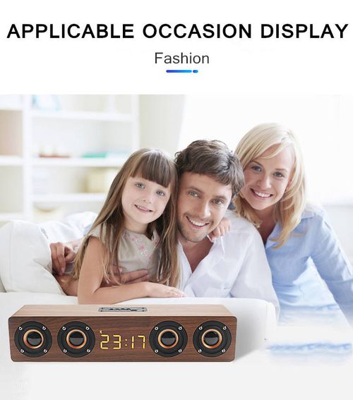 Portable BT Soundbar LED Clock Display Radio Parties Home Wireless Speaker Rechargeable Battery Memory Card Playback