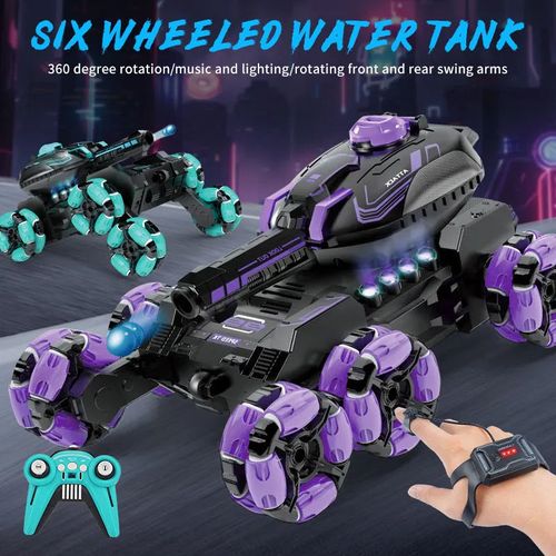 Stunt Chariot 6-Wheeled Water Bomb RC Drift Stunt Car Toys with Drifting Function 2.4GHz and Watch Remote Control for Kids