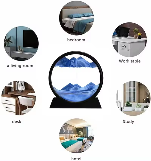 Home Innovation 3D Quicksand Painting Decompression Art Hourglass Decoration – Living Room Desktop    Office Landscape Painting Craft, Light Luxury Gift for Men and Women
