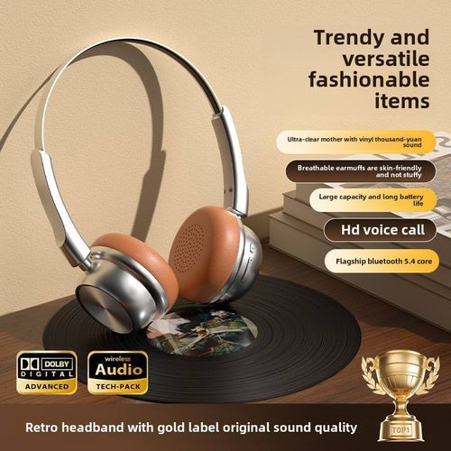 New Retro Fashion CR-20 On-Ear & Over-Ear Gaming Headset with Long Battery Life Maillard Metal 5.4 Chipset for Travel JL