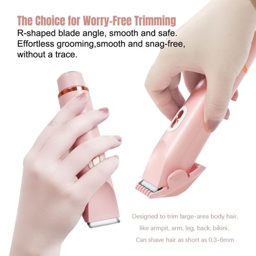 2 in 1 Bikini Trimmer for Women Painless Electric Razor Cordless Body Shaver for Trip Replaceable Lady Facial Razor