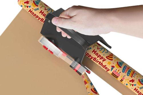 Manufacturer 2 Packs Wrapping Paper Cutter and Tape Dispenser Dual Use for Christmas Holiday Gift Wrap