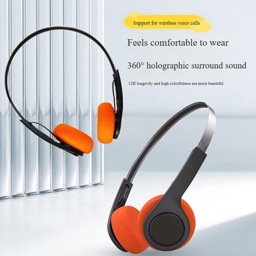 Hot-Selling Orange Over-Ear Bluetooth Headphones – Retro Wireless Style