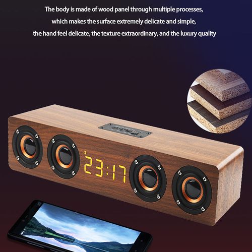 Portable BT Soundbar LED Clock Display Radio Parties Home Wireless Speaker Rechargeable Battery Memory Card Playback
