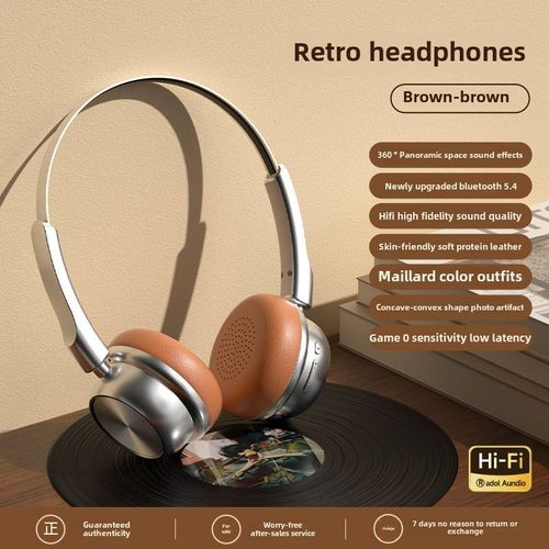 New Retro Fashion CR-20 On-Ear & Over-Ear Gaming Headset with Long Battery Life Maillard Metal 5.4 Chipset for Travel JL