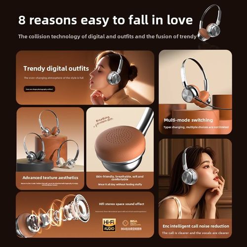 New Retro Fashion CR-20 On-Ear & Over-Ear Gaming Headset with Long Battery Life Maillard Metal 5.4 Chipset for Travel JL