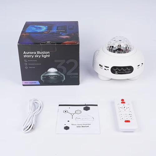 Aurora RGB Smart Speaker ABS Modern LED Night Light Touch Control Kids Bedroom Music Player Star Light Projector Middle