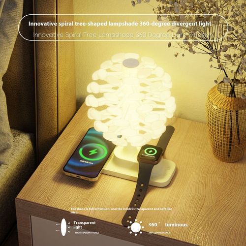 3-in-1 Fast Charging LED Desk Lamp with Touch Control Night Light Feature for Phone Watch & Earphone Business Gift