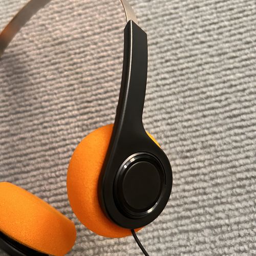Orange Retro Over-Ear Headphone,Vintage Lightweight Hi-Fi Stereo Earphone Headset for Phones MP3 Radio Playback Pevices