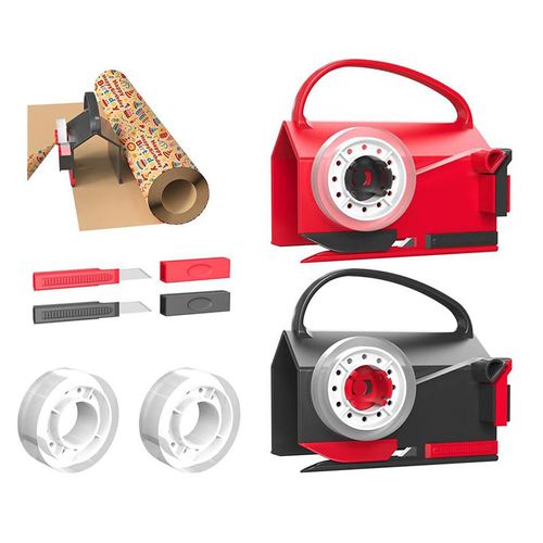 Manufacturer 2 Packs Wrapping Paper Cutter and Tape Dispenser Dual Use for Christmas Holiday Gift Wrap