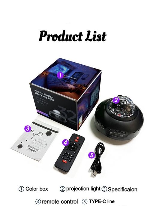 Aurora RGB Smart Speaker ABS Modern LED Night Light Touch Control Kids Bedroom Music Player Star Light Projector Middle