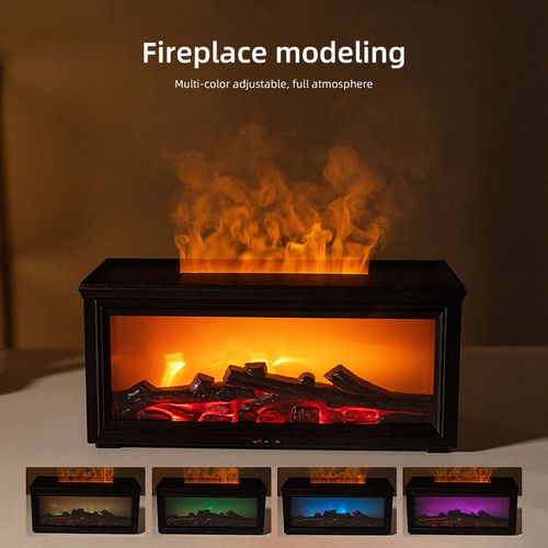Home Creative Bonfire Air Humidifier 280ml Simulated Fireplace Aroma Diffuser with Colorful LED Light