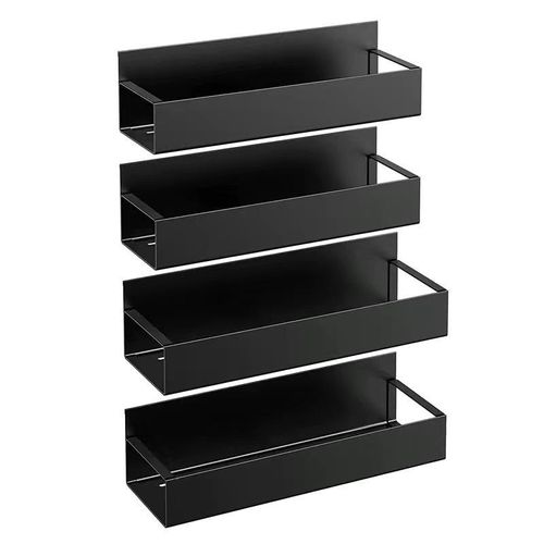 4-Piece Black Magnetic Spice Storage Rack for Refrigerator and Oven Convenient Fruit Basket Storage Solution