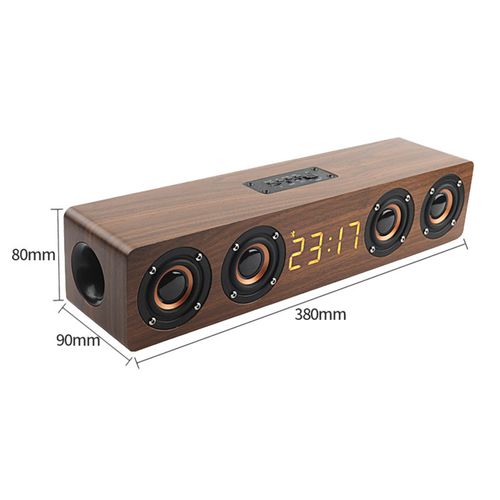 Portable BT Soundbar LED Clock Display Radio Parties Home Wireless Speaker Rechargeable Battery Memory Card Playback