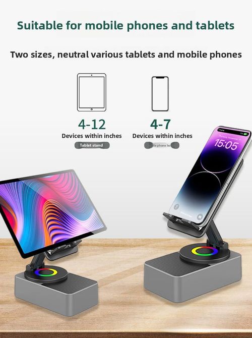 Mini Portable Desktop Sound Speaker Amplifier Phone Stand Flexible Cell Phone Stand with Bluetooth Led Speaker and Power Bank