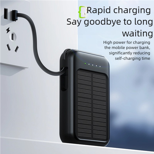 Logo Custom 20000mAh Solar Power Bank with 4 Built-in Cables, Fast Charging PD and QC,LED Flashlight, for Outdoor Camping Hiking